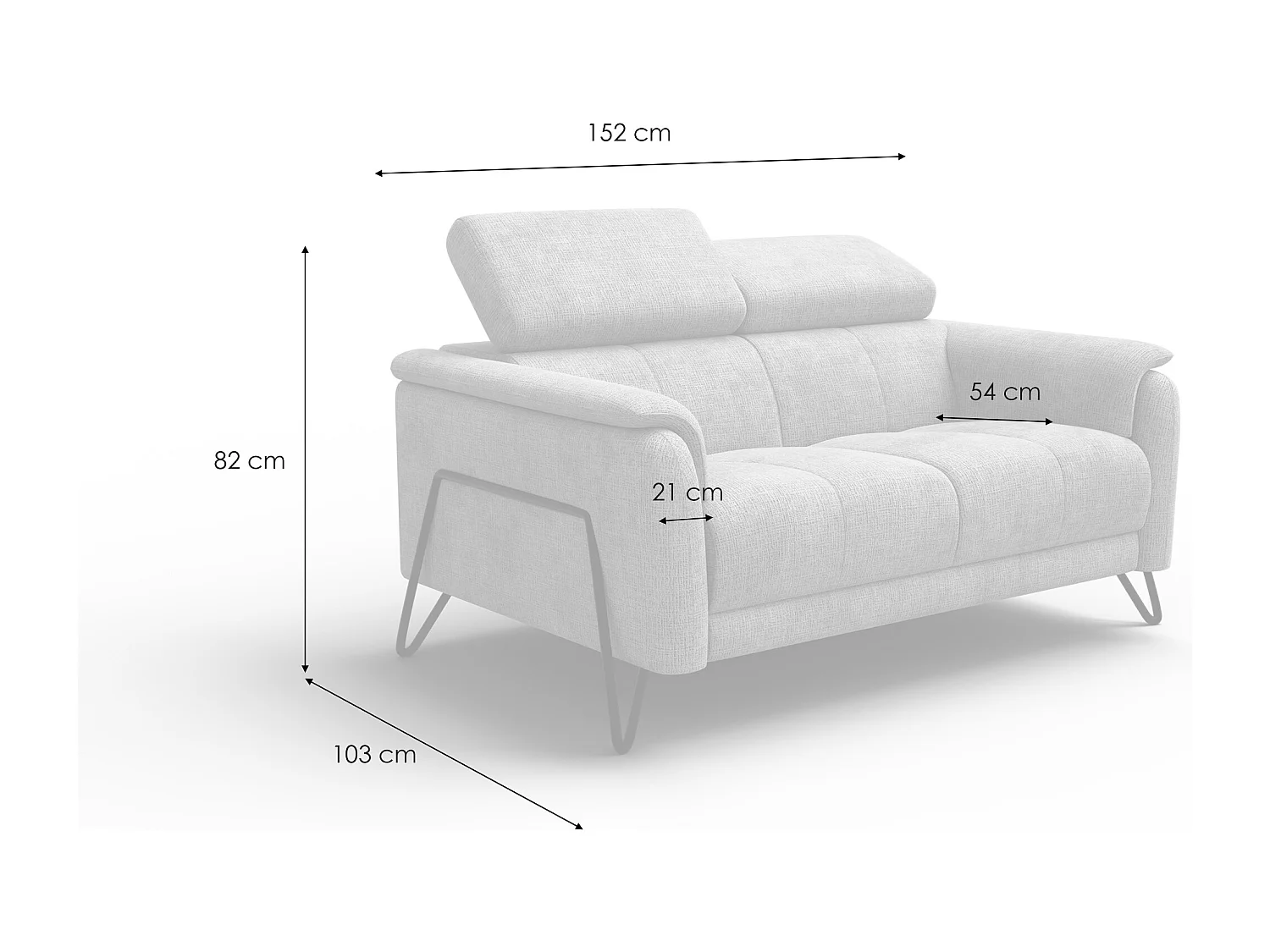 Sofa 2-Sitzer RODEN, hellgrau