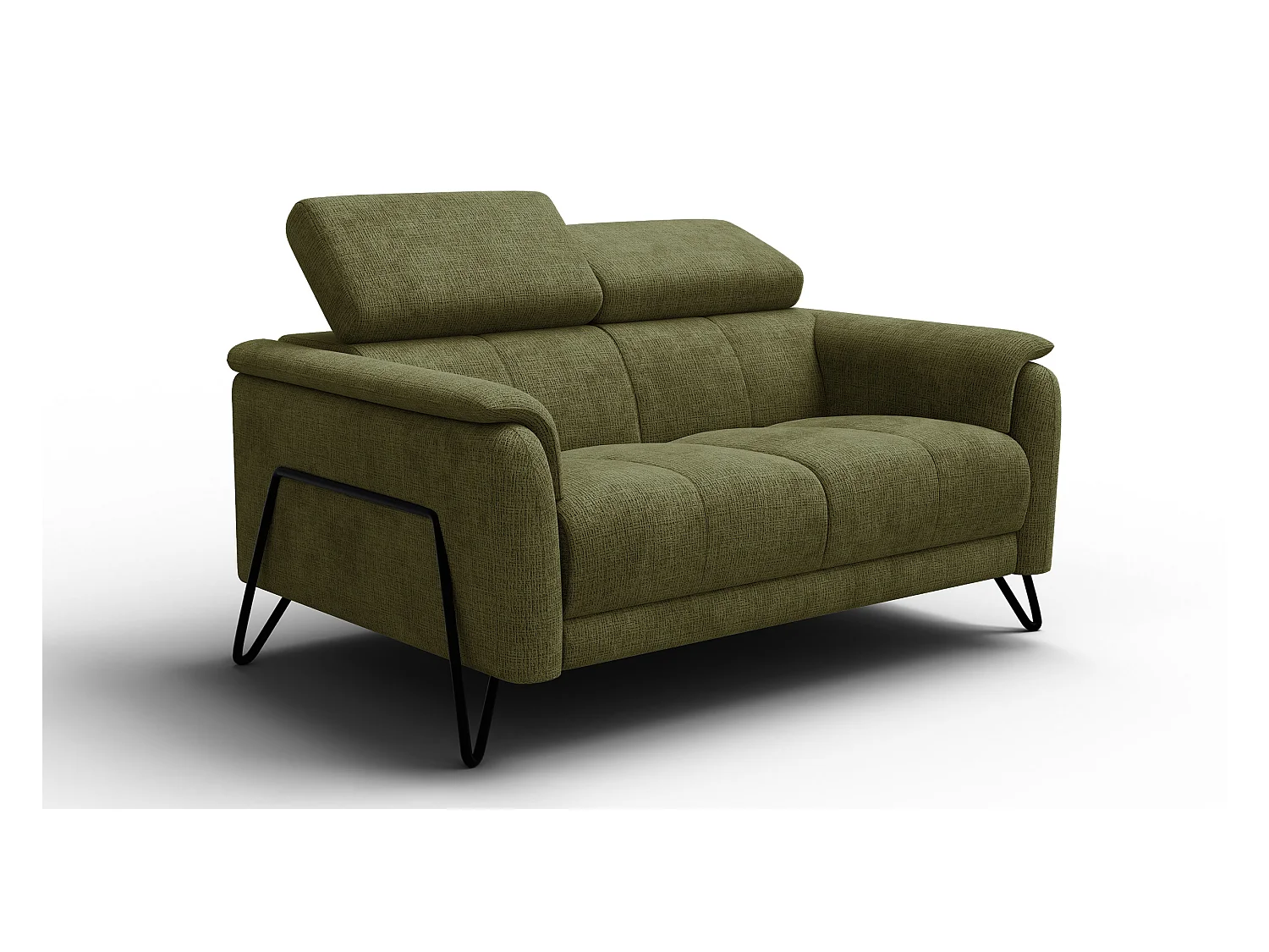 Canapé 2 places RODEN, tissu olive
