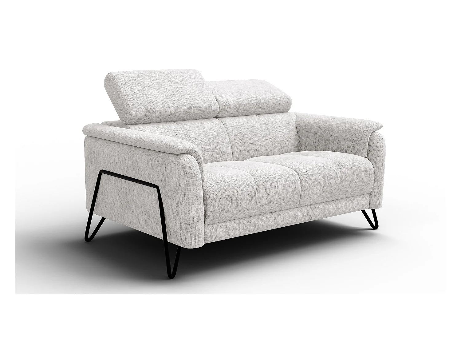 Canapé 2 places RODEN, tissu crème