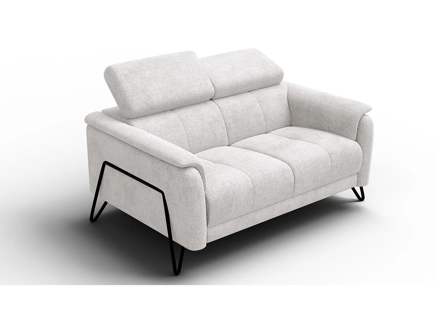 Canapé 2 places RODEN, tissu crème