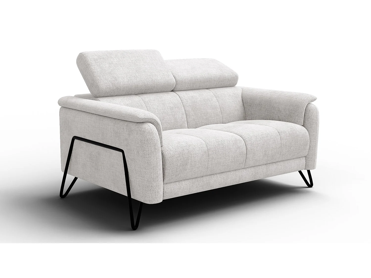 Canapé 2 places RODEN, tissu crème