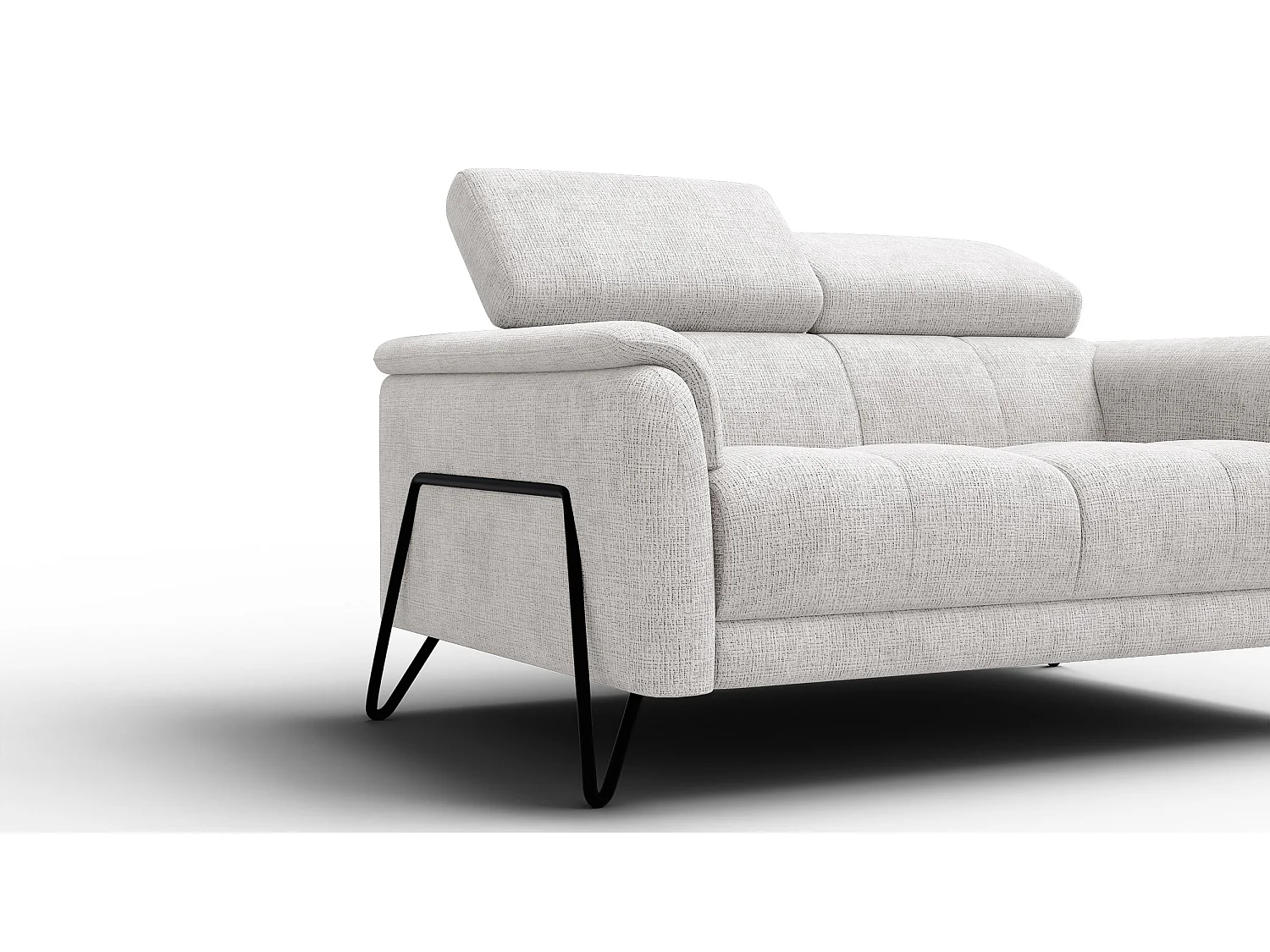 Canapé 2 places RODEN, tissu crème