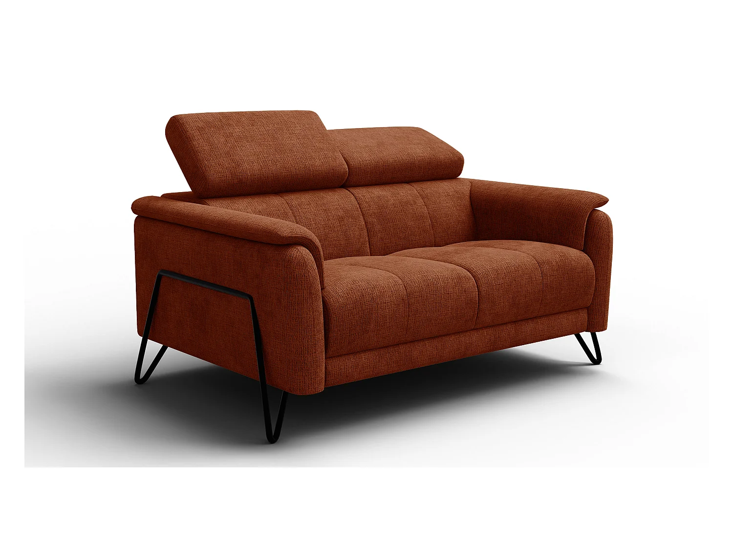 Canapé 2 places RODEN, tissu orange foncé