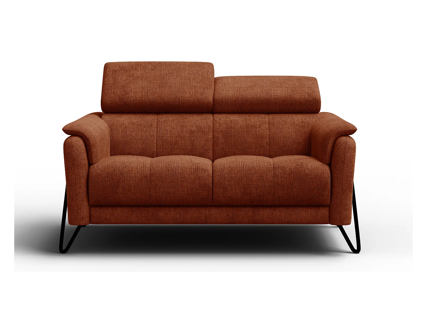 Canapé 2 places RODEN, tissu orange foncé