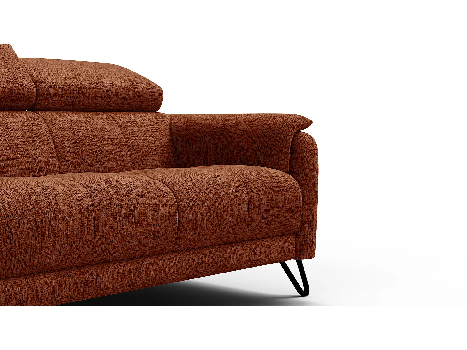 Canapé 2 places RODEN, tissu orange foncé