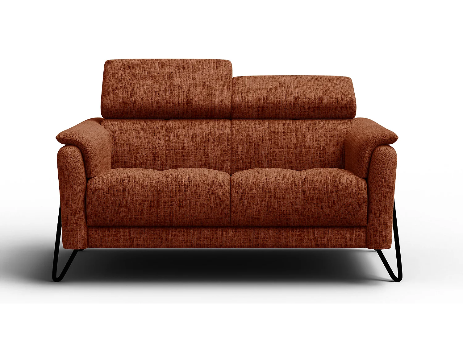 Canapé 2 places RODEN, tissu orange foncé