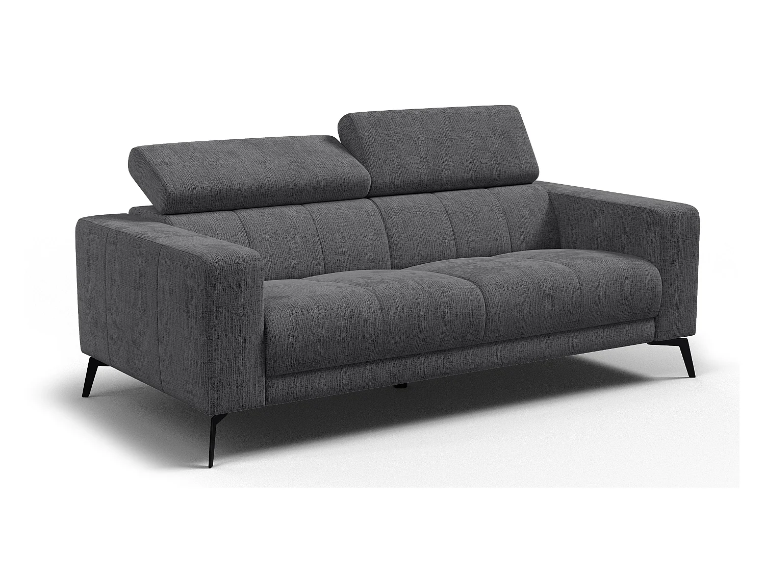 Canapé 3 places MORELLO, tissu gris foncé