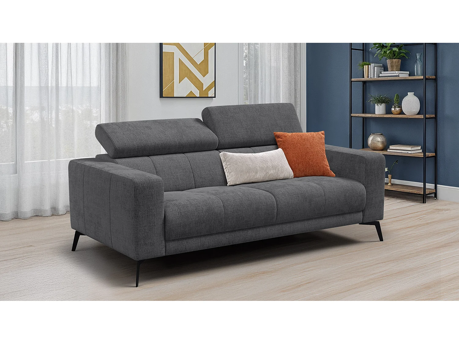 Sofa 3-Sitzer MORELLO, dunkelgrau