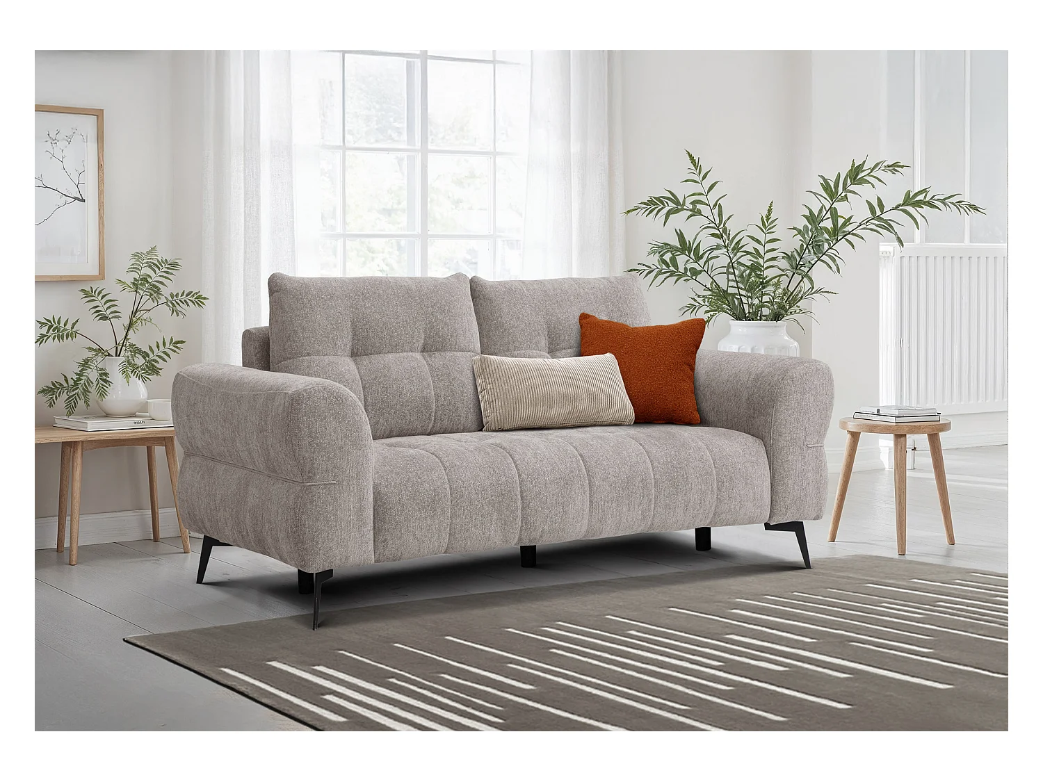 Canapé 2,5 places SALVINI, tissu beige  foncé