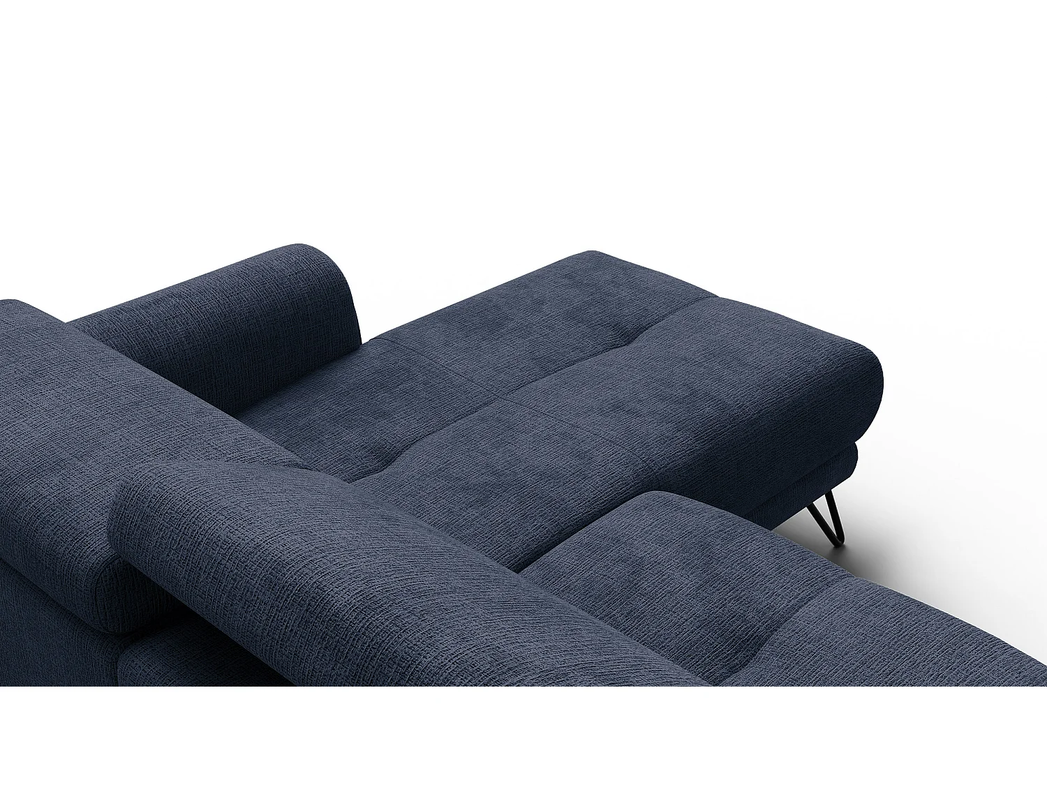 Canapé d'angle 4 places RODEN avec Relax, tissu bleu marine