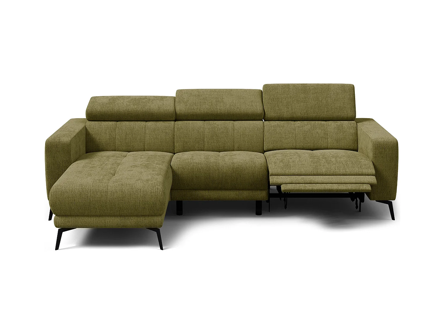 Canapé d'angle 4 places MORELLO avec 1 x Relax Zero Gravity, tissu olive