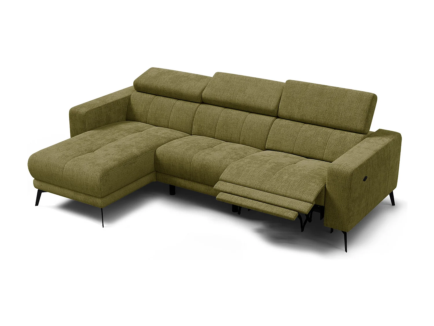 Ecksofa 4-Sitzer MORELLO, olive, 1 x Relax Zero Gravity