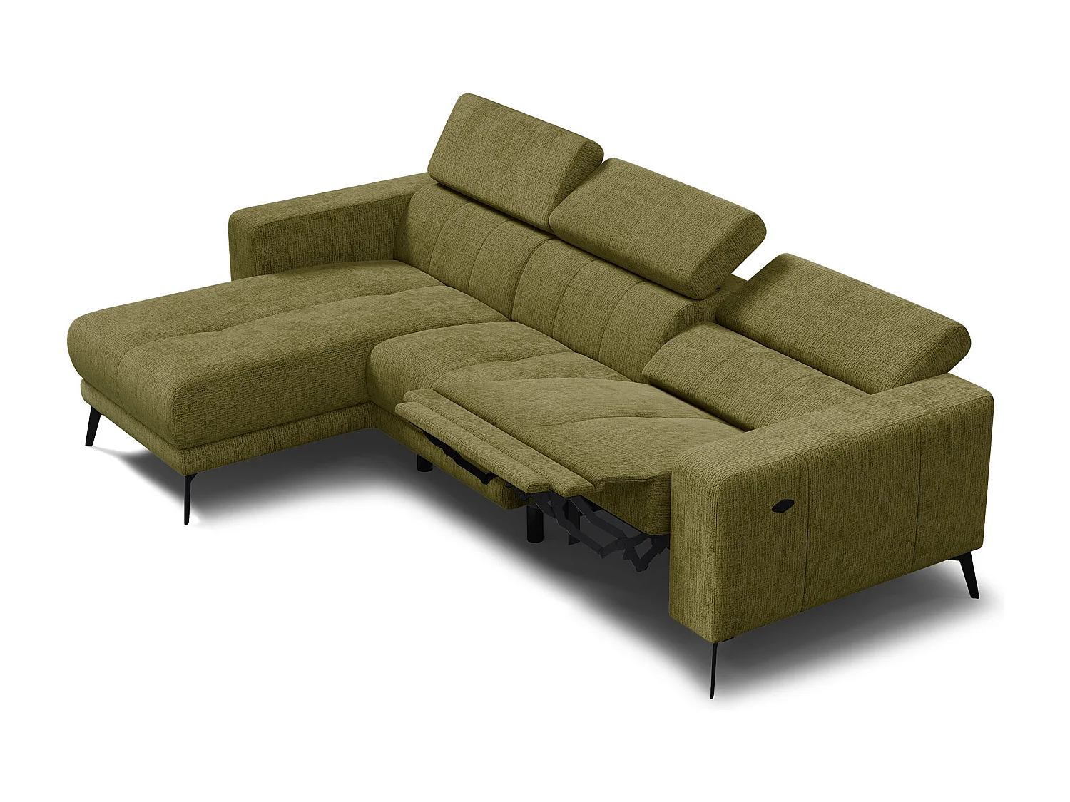 Ecksofa 4-Sitzer MORELLO, olive, 1 x Relax Zero Gravity