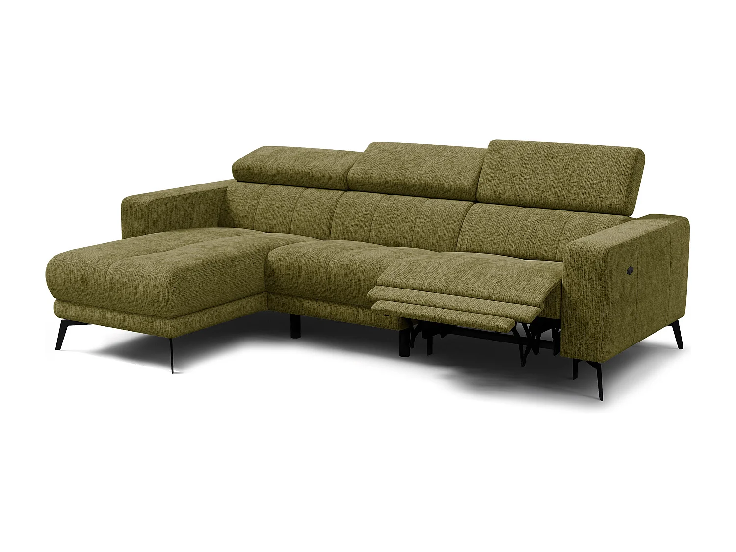 Ecksofa 4-Sitzer MORELLO, olive, 1 x Relax Zero Gravity