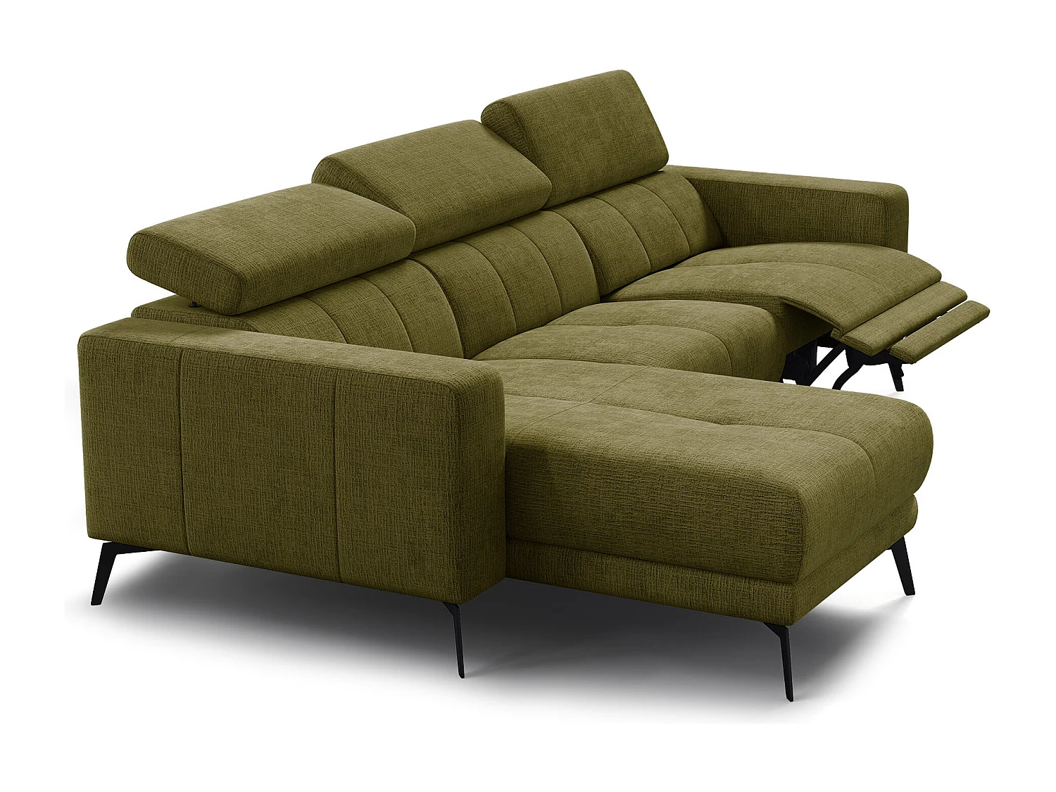 Ecksofa 4-Sitzer MORELLO, olive, 1 x Relax Zero Gravity