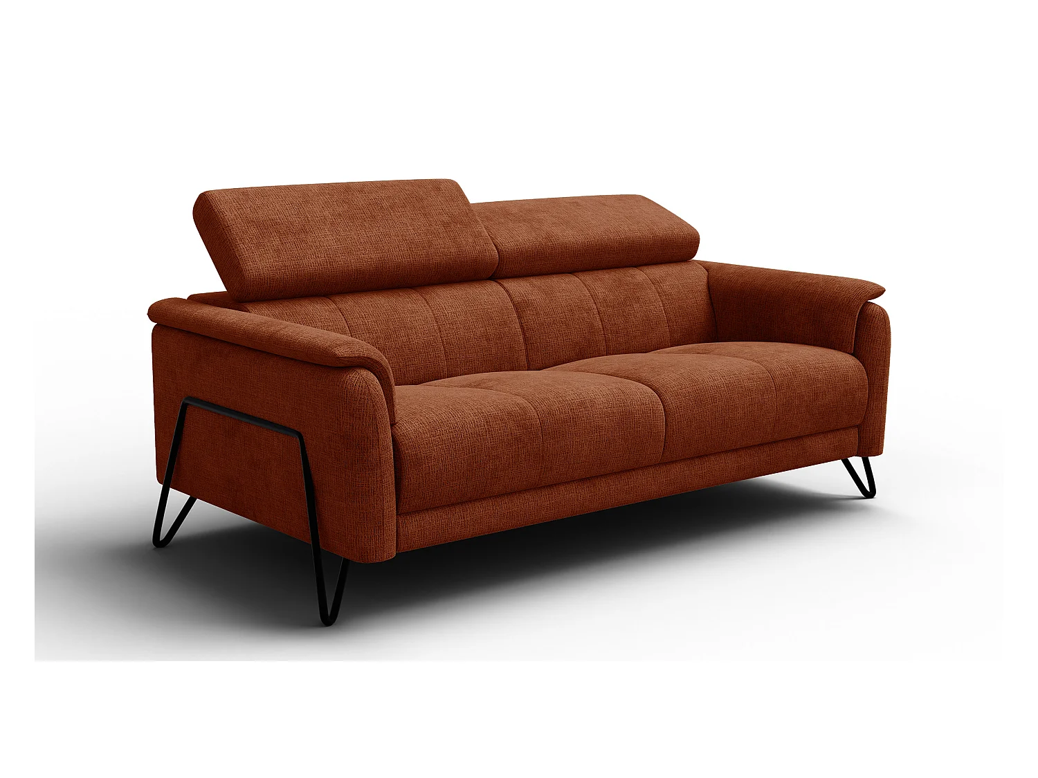 Canapé 3 places RODEN, tissu orange foncé