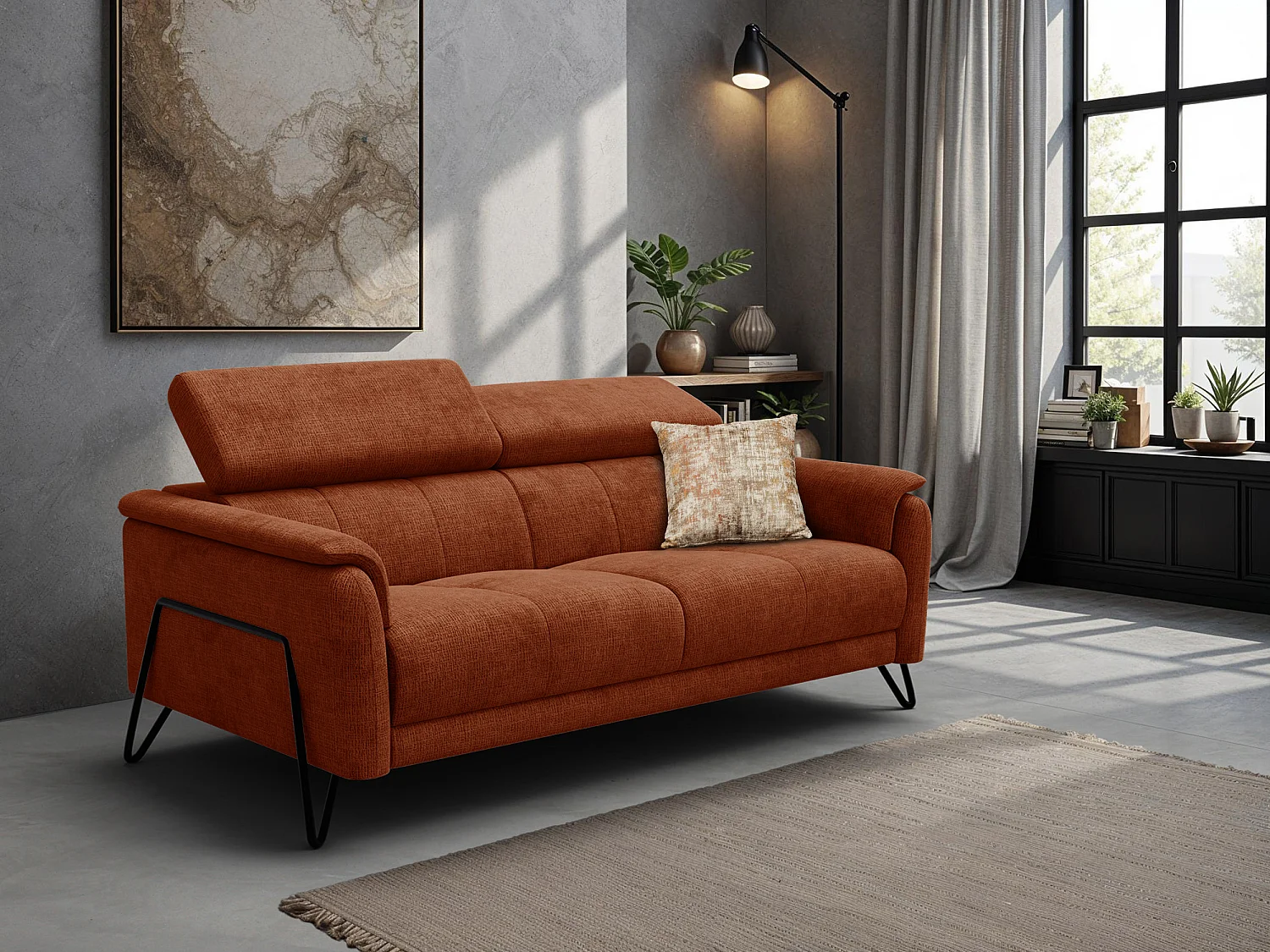 Sofa 3-Sitzer RODEN, rostrot