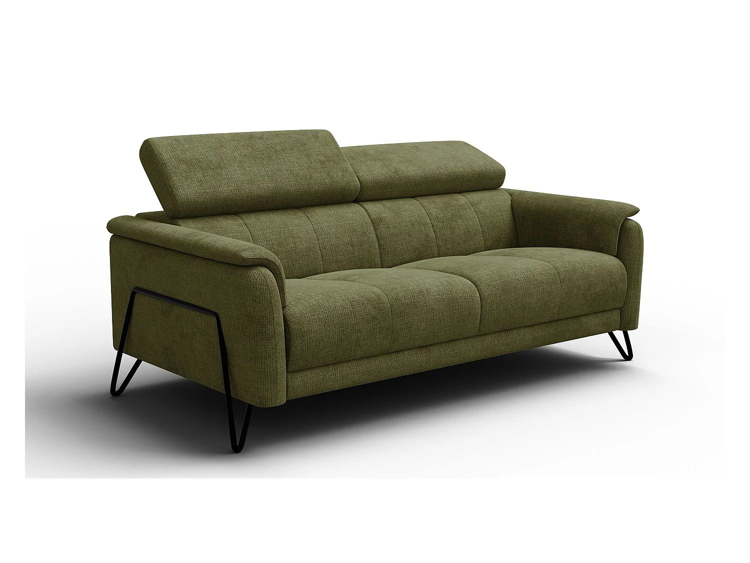 Canapé 3 places RODEN, tissu olive