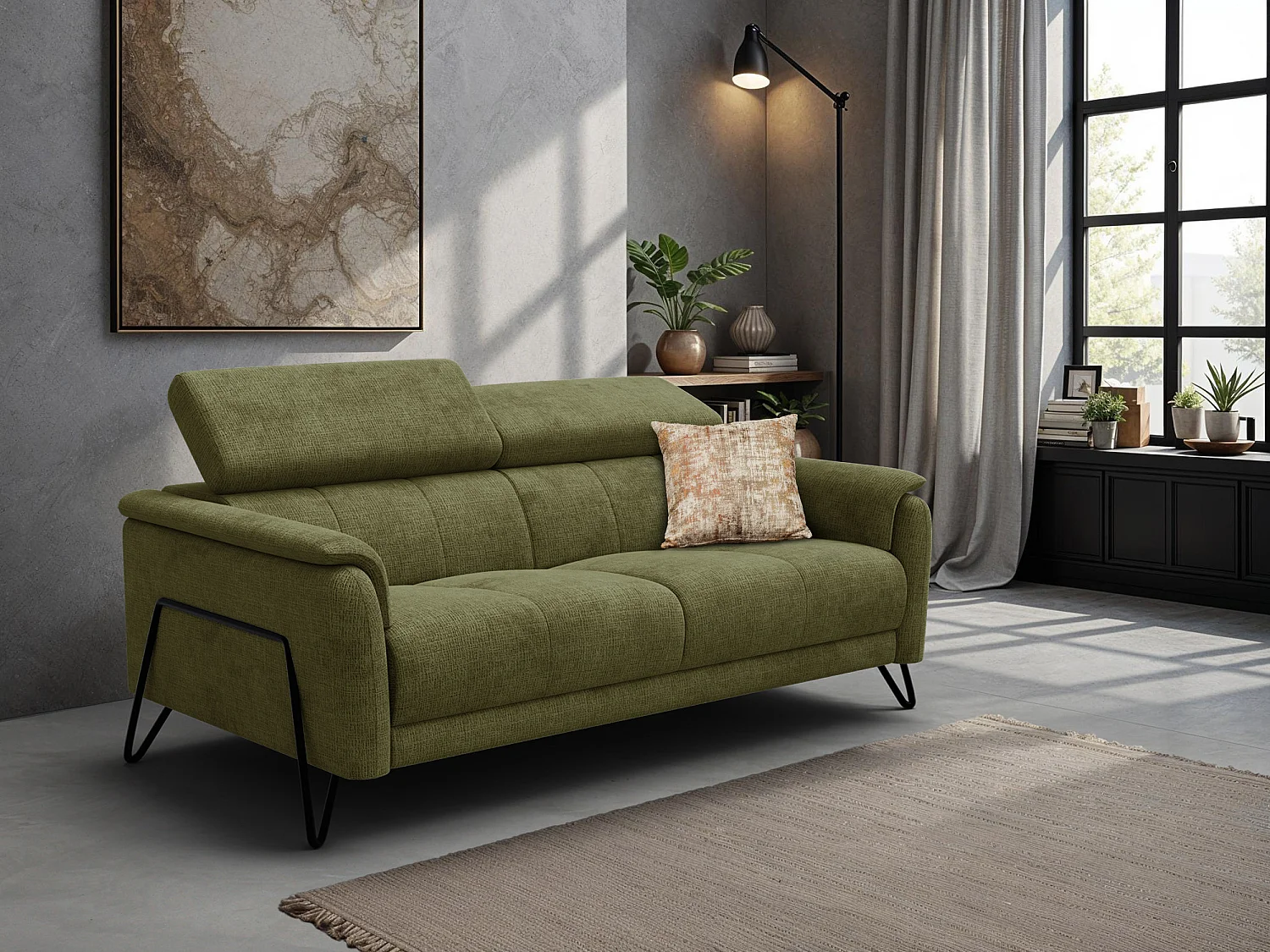 Sofa 3-Sitzer RODEN, olive