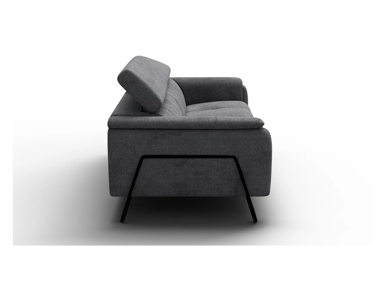 Canapé 3 places RODEN, tissu gris foncé