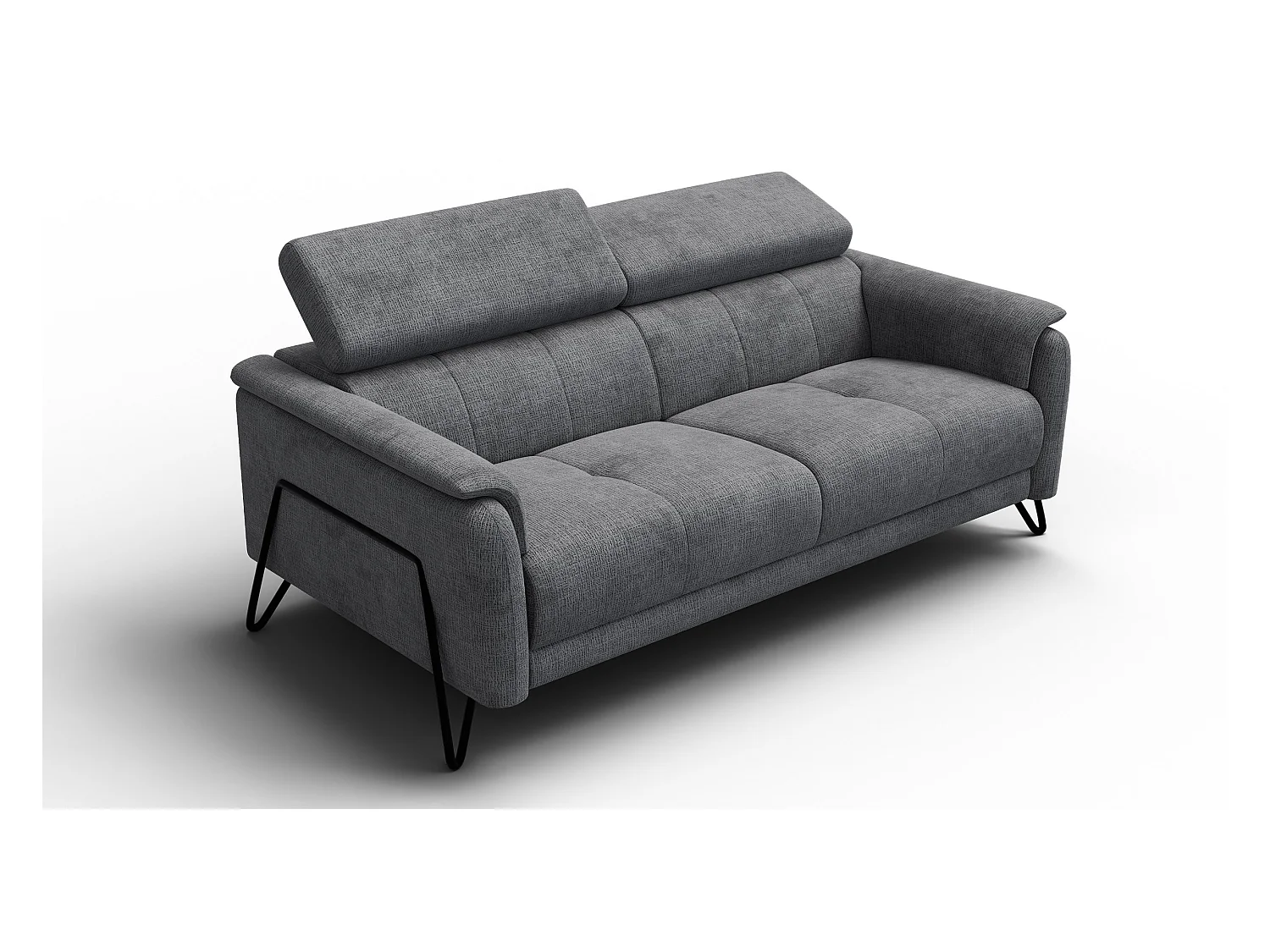 Canapé 3 places RODEN, tissu gris foncé