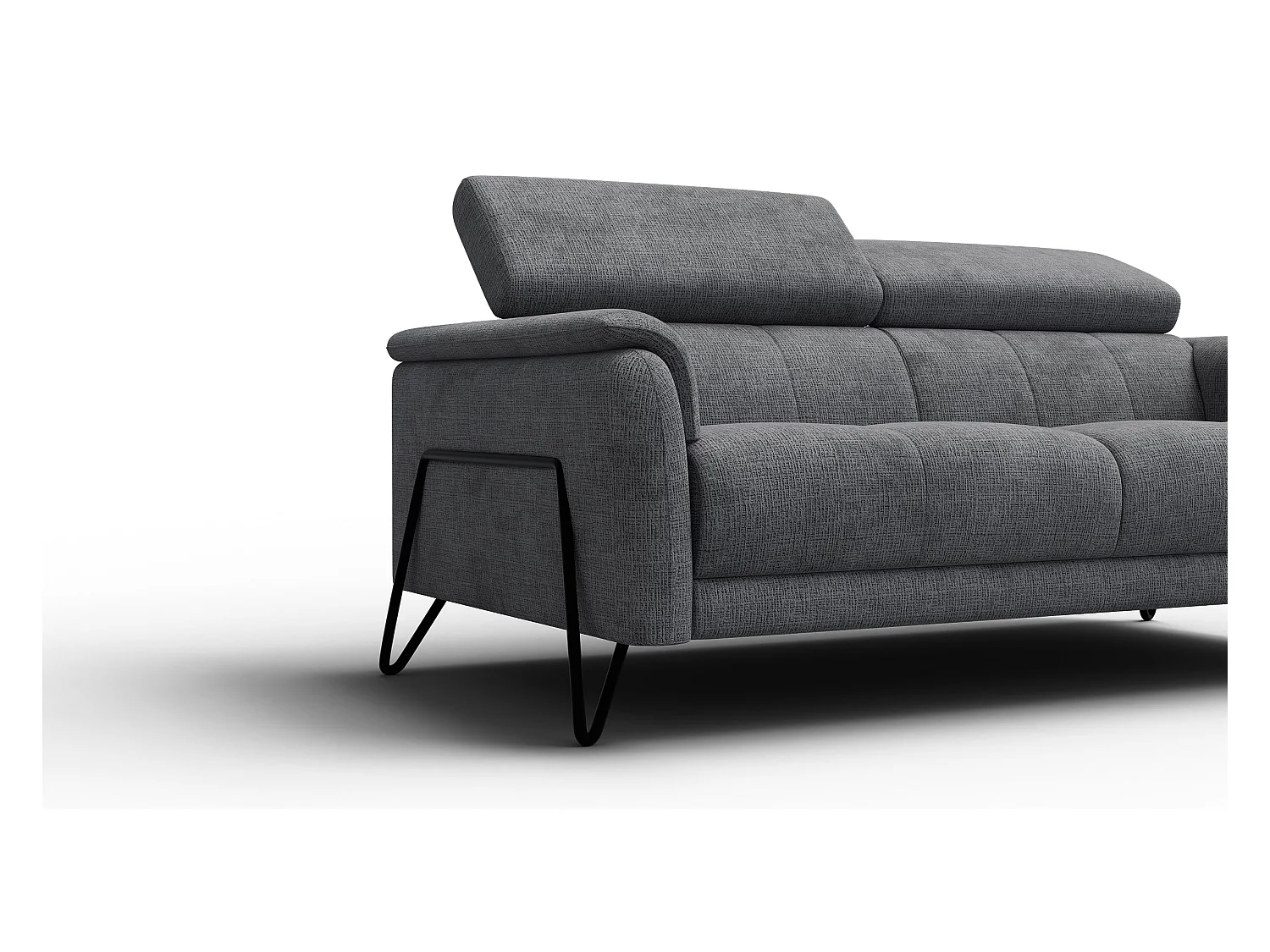 Canapé 3 places RODEN, tissu gris foncé