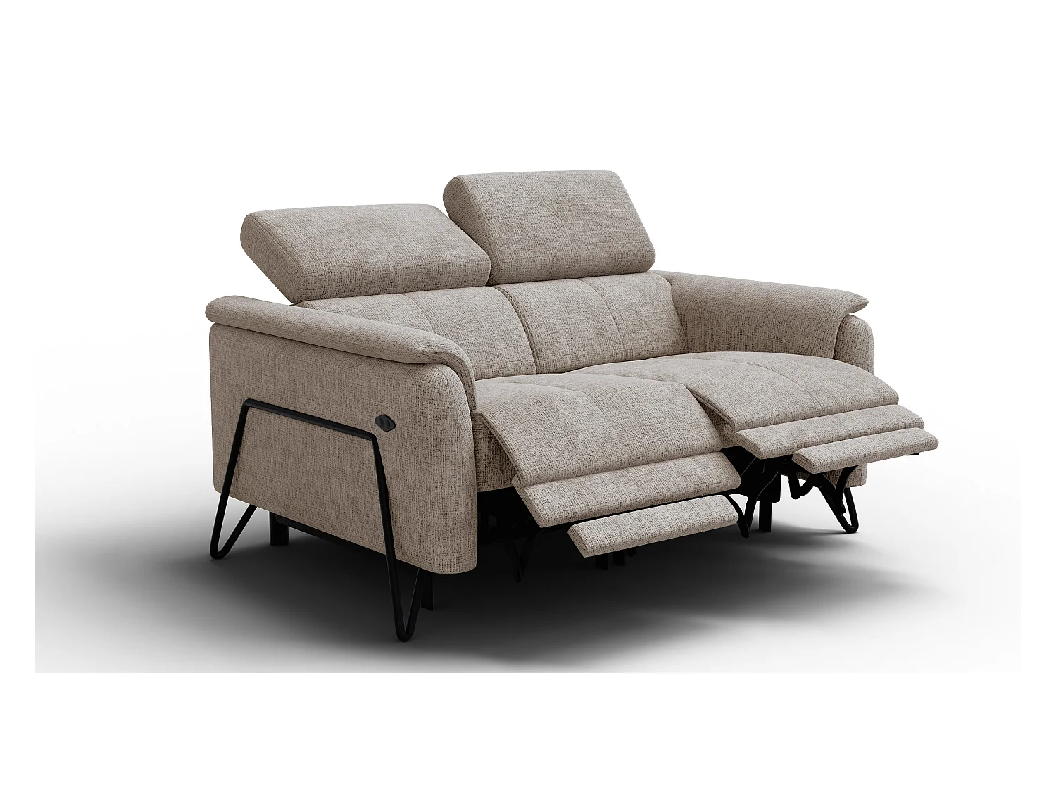 Canapé RODEN 2 places avec 2 Relax, tissu beige