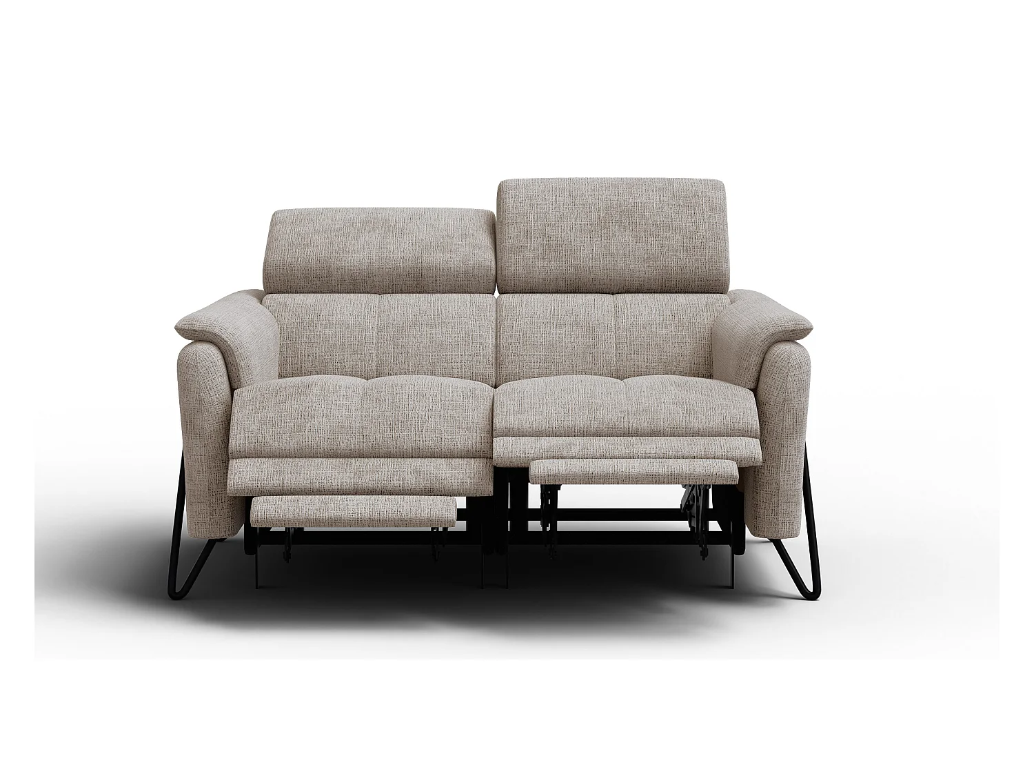 Canapé RODEN 2 places avec 2 Relax, tissu beige