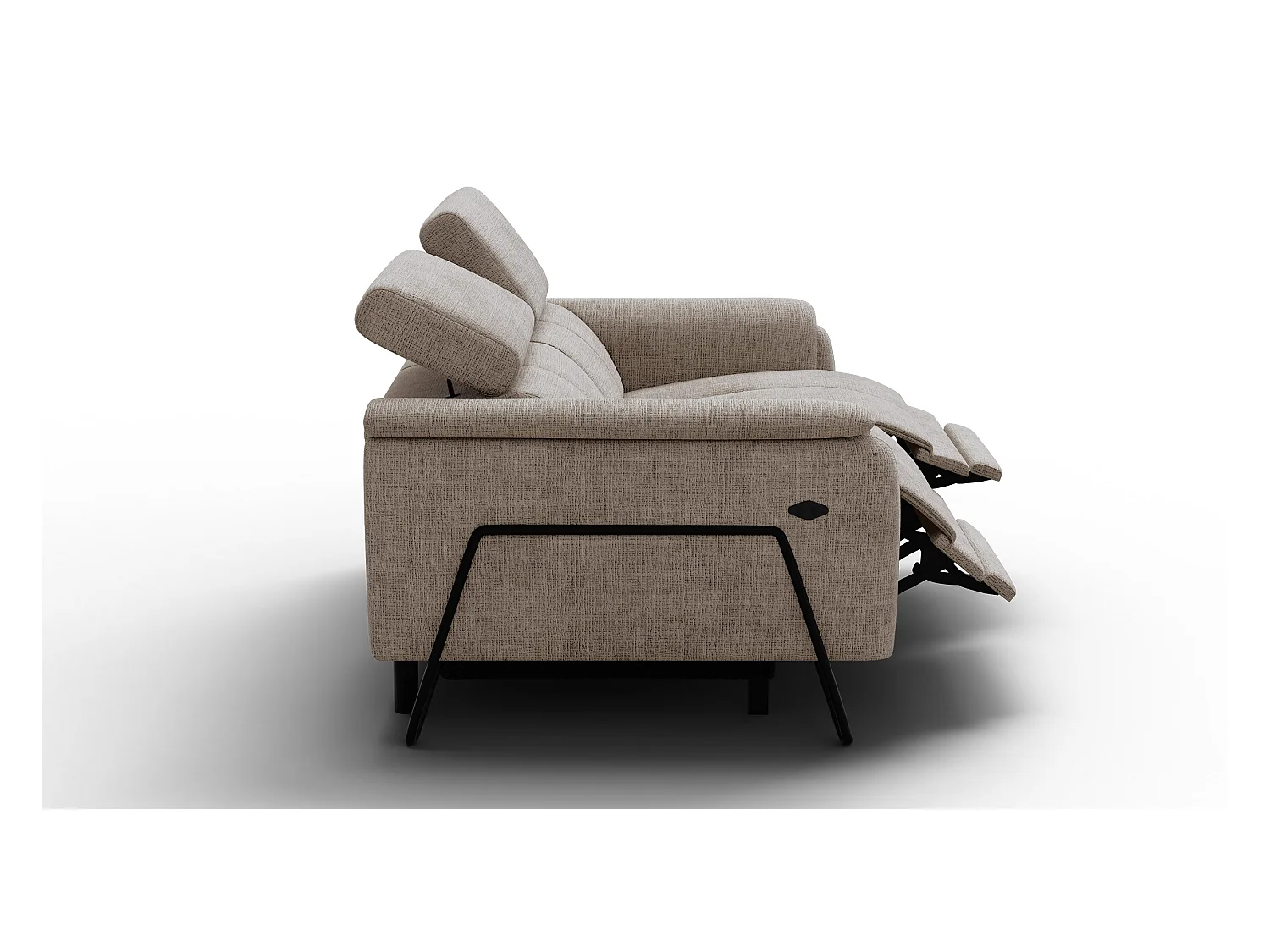 Canapé RODEN 2 places avec 2 Relax, tissu beige