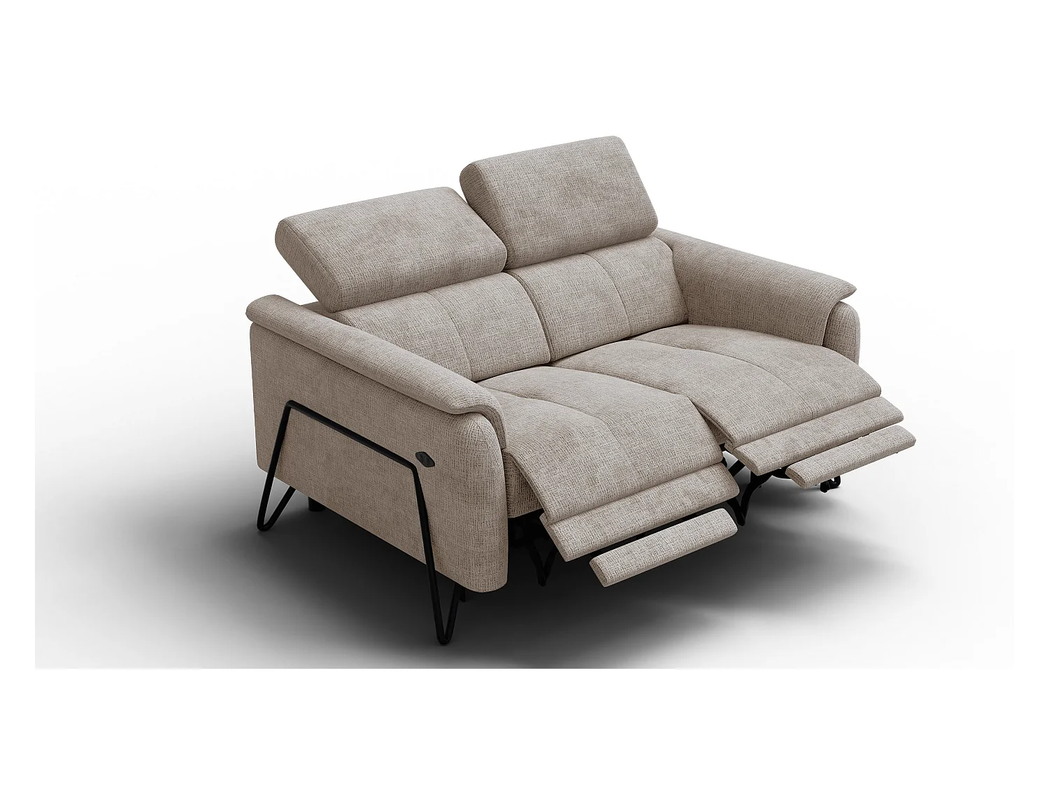 Canapé RODEN 2 places avec 2 Relax, tissu beige