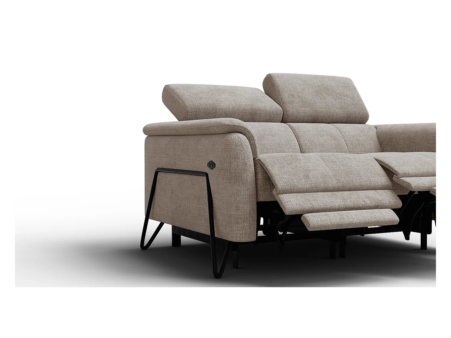 Canapé RODEN 2 places avec 2 Relax, tissu beige