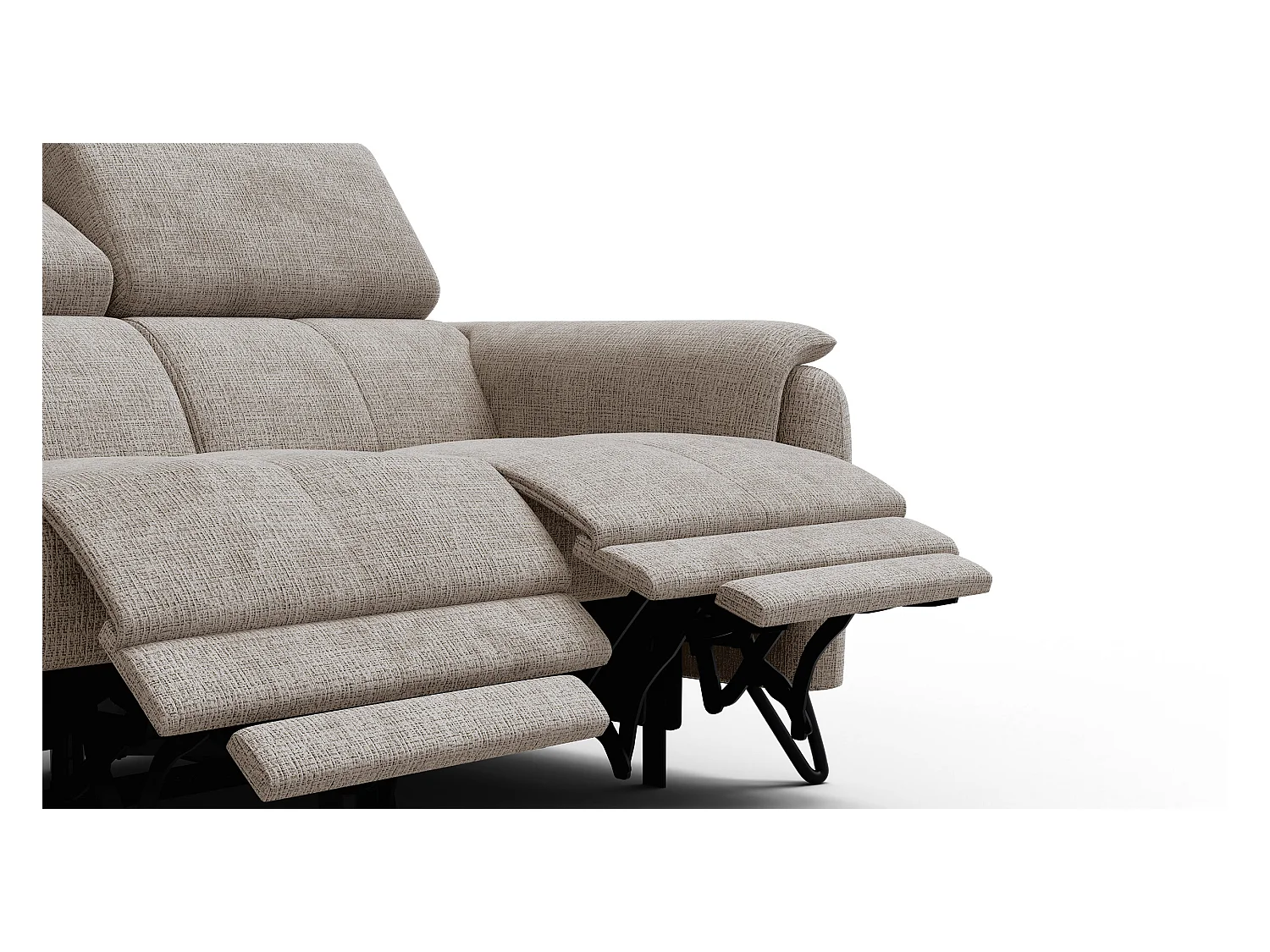 Canapé RODEN 2 places avec 2 Relax, tissu beige