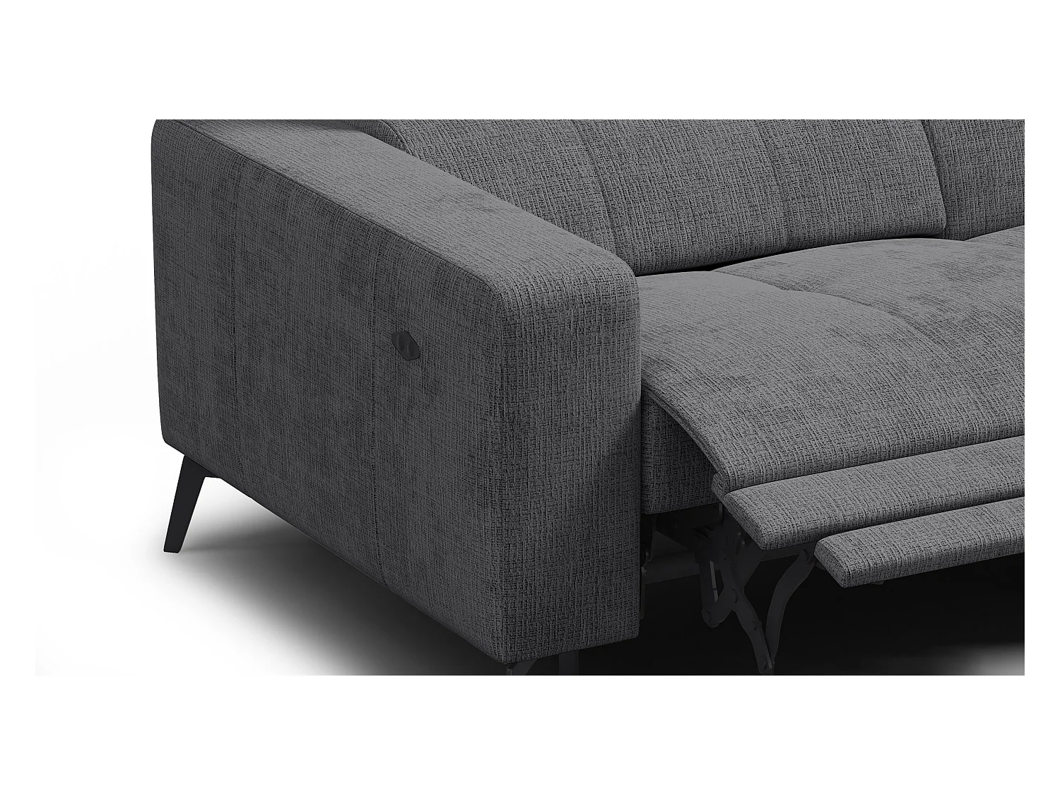 Canapé d'angle 5 places MORELLO avec 1 x Relax Zero Gravity, tissu gris foncé