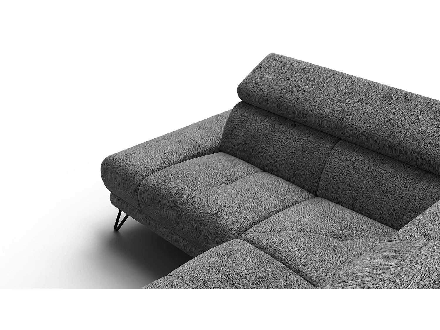 Canapé d'angle 5 places RODEN avec Relax, tissu gris foncé