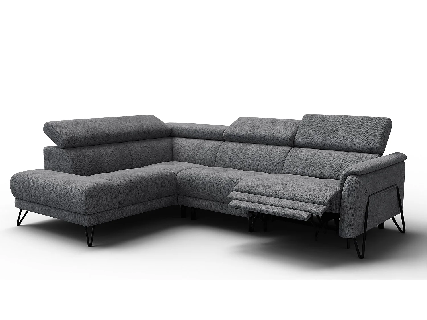 Ecksofa 5-Sitzer mit Relax RODEN, dunkelgrau