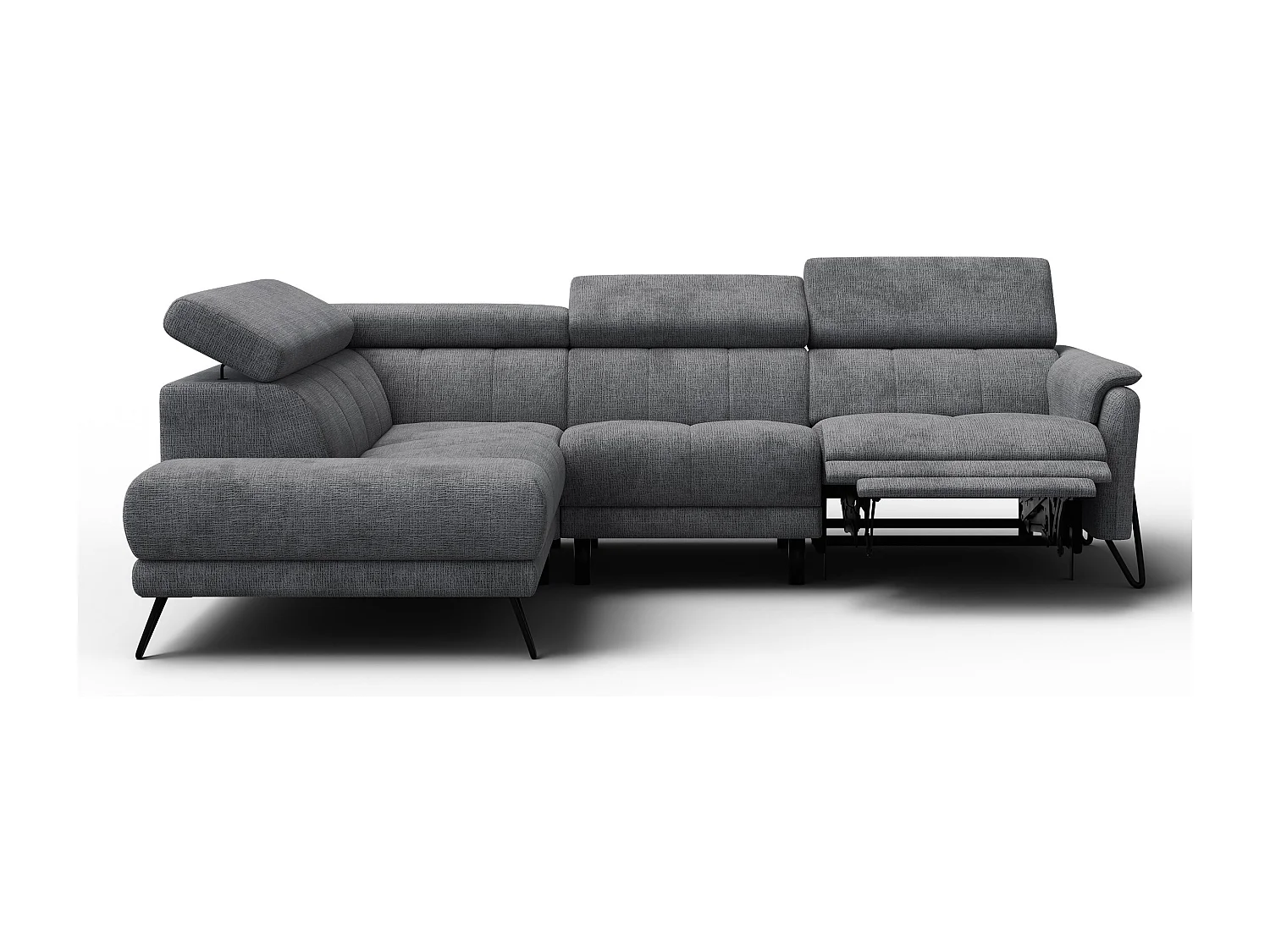 Ecksofa 5-Sitzer mit Relax RODEN, dunkelgrau