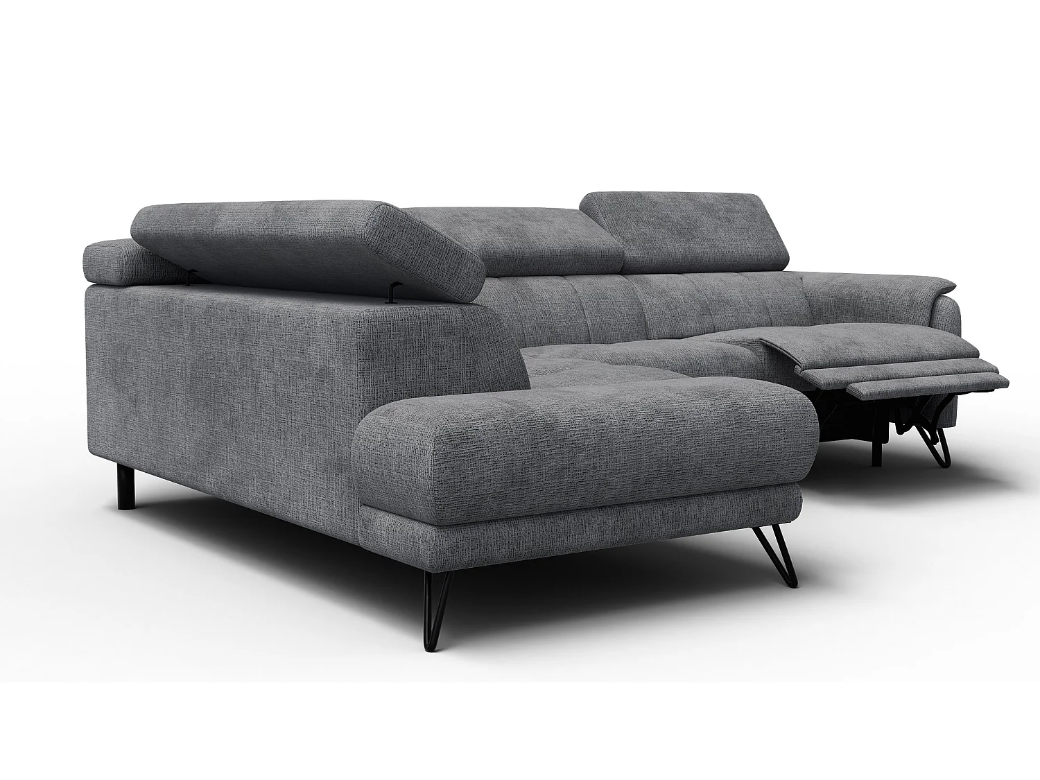 Ecksofa 5-Sitzer mit Relax RODEN, dunkelgrau