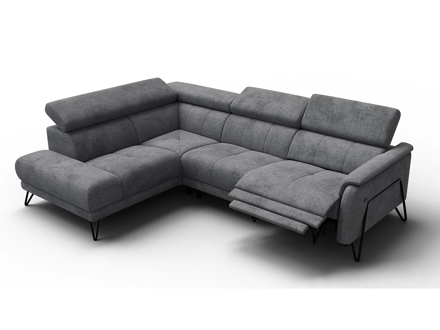 Ecksofa 5-Sitzer mit Relax RODEN, dunkelgrau