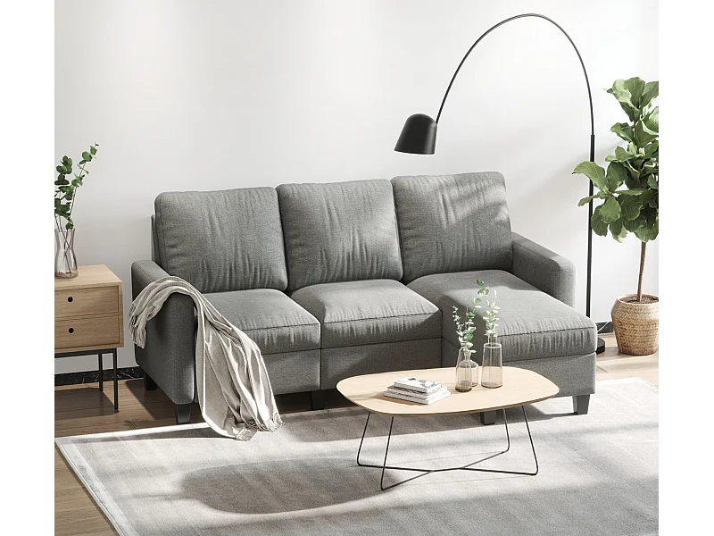 3-Sitzer-Sofa mit Bettkasten und Kissen, Ecksofa, Eckcouch, L-Form Couch