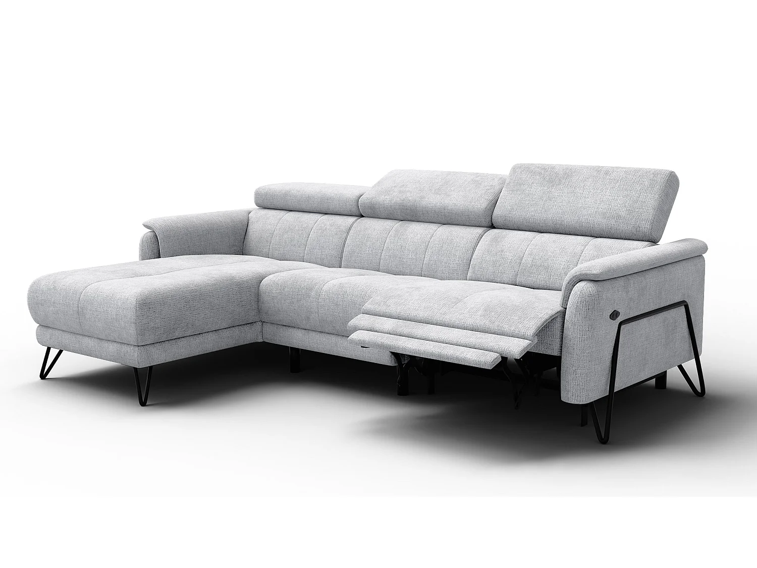 Ecksofa 4-Sitzer mit Relax RODEN, hellgrau
