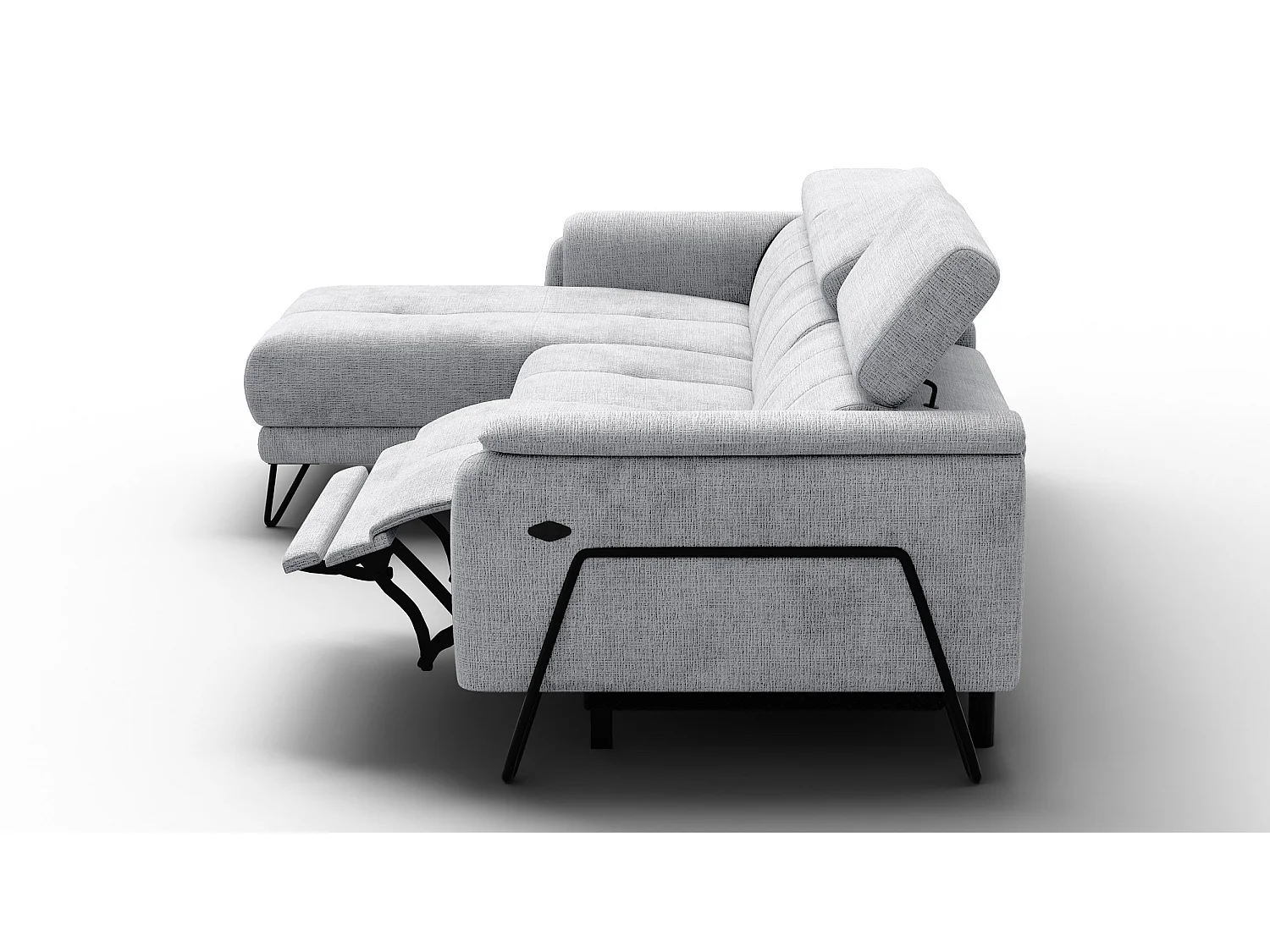 Ecksofa 4-Sitzer mit Relax RODEN, hellgrau