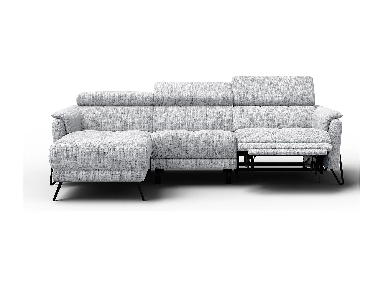 Ecksofa 4-Sitzer mit Relax RODEN, hellgrau