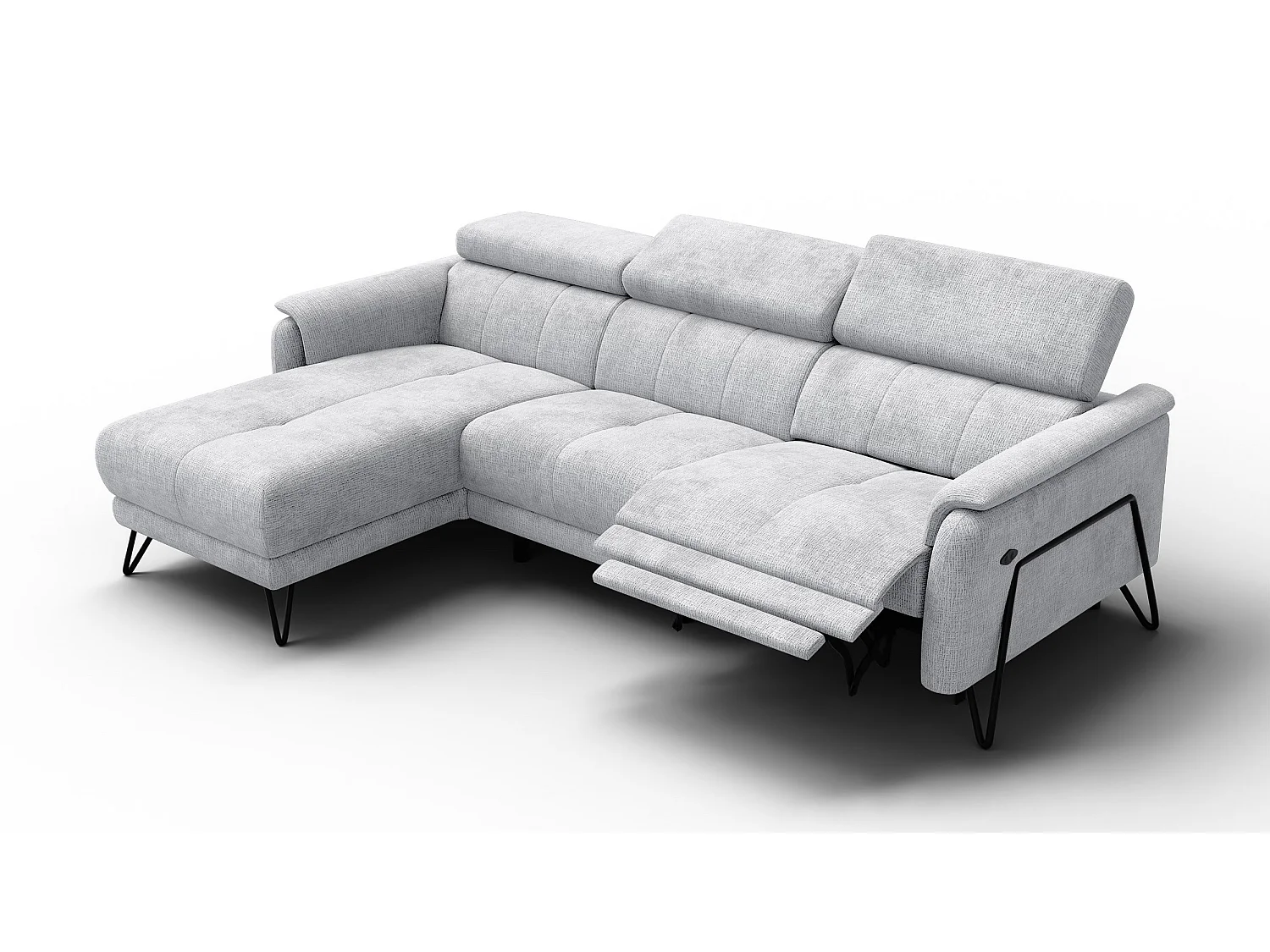 Ecksofa 4-Sitzer mit Relax RODEN, hellgrau