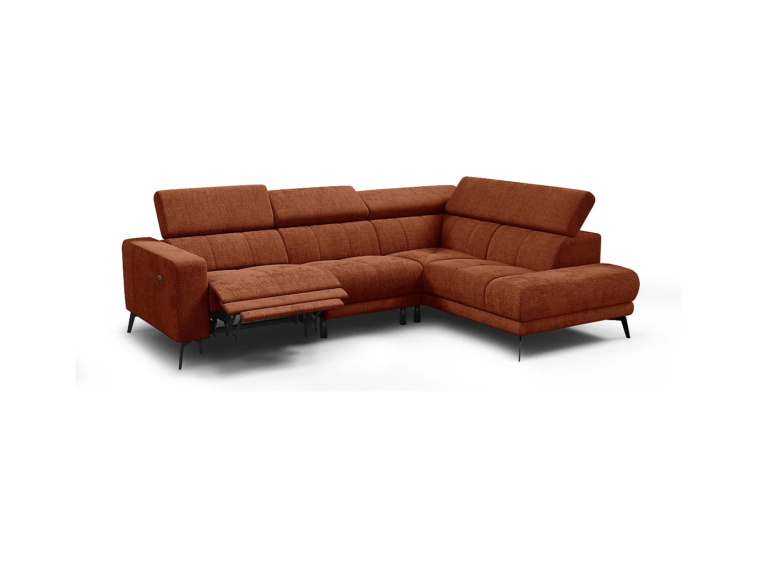 Canapé d'angle 5 places MORELLO avec 1 x Relax Zero Gravity, tissu orange foncé