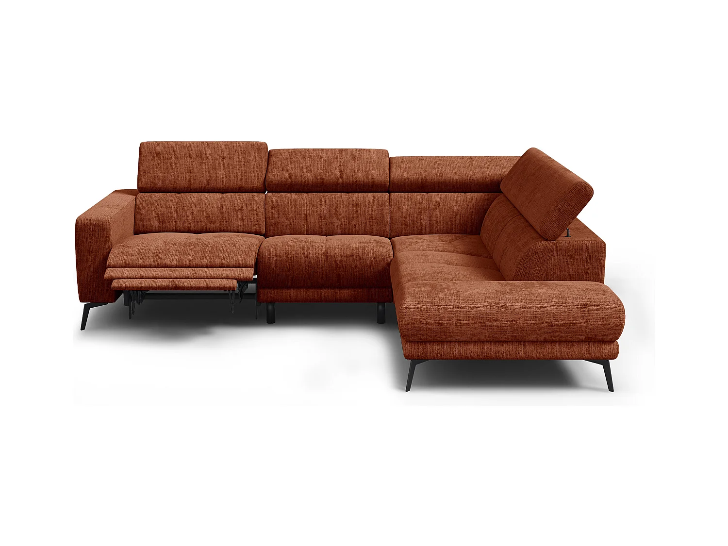 Canapé d'angle 5 places MORELLO avec 1 x Relax Zero Gravity, tissu orange foncé