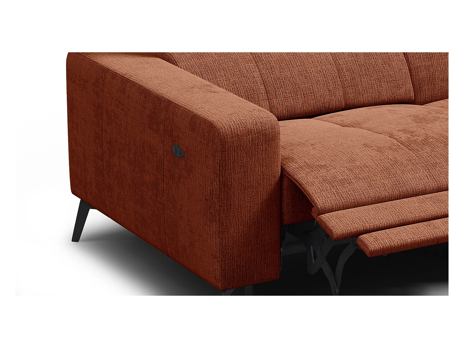 Canapé d'angle 5 places MORELLO avec 1 x Relax Zero Gravity, tissu orange foncé