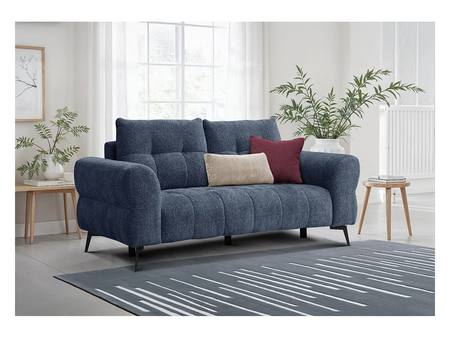 Canapé 2,5 places SALVINI, tissu bleu marine