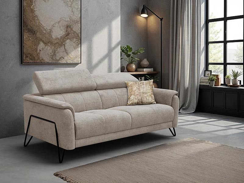 Canapé 3 places RODEN, tissu beige