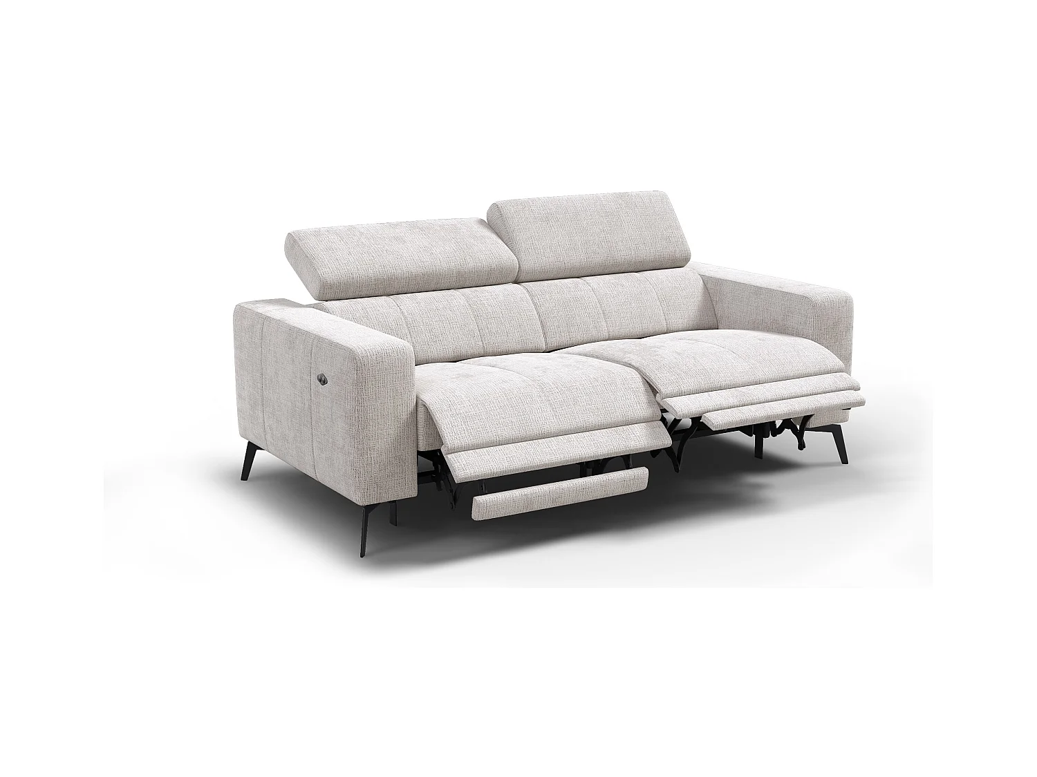 Canapé 3 places MORELLO avec 2 x Relax Zero Gravity, tissu crème