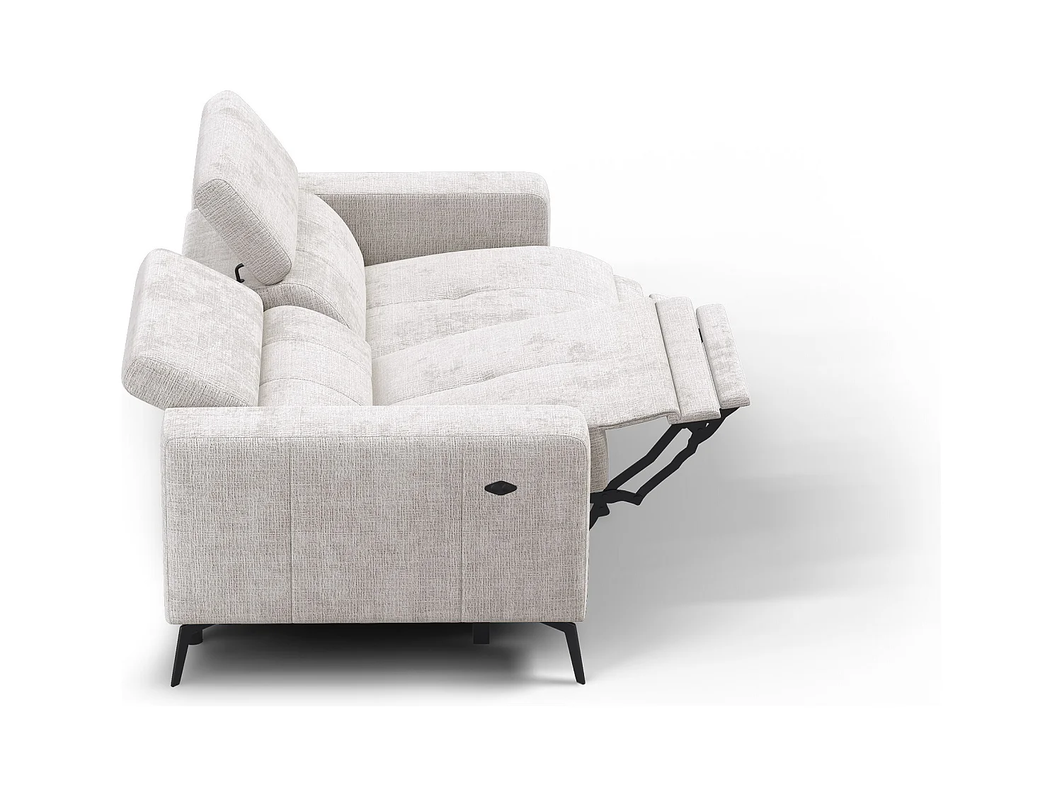 Canapé 3 places MORELLO avec 2 x Relax Zero Gravity, tissu crème